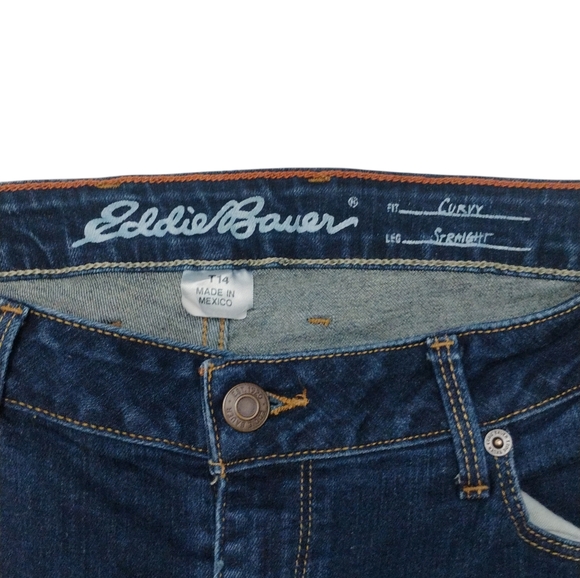 Eddie Bauer Women's Dark Blue Curvy Jeans Size 14 Tall - Picture 3 of 5